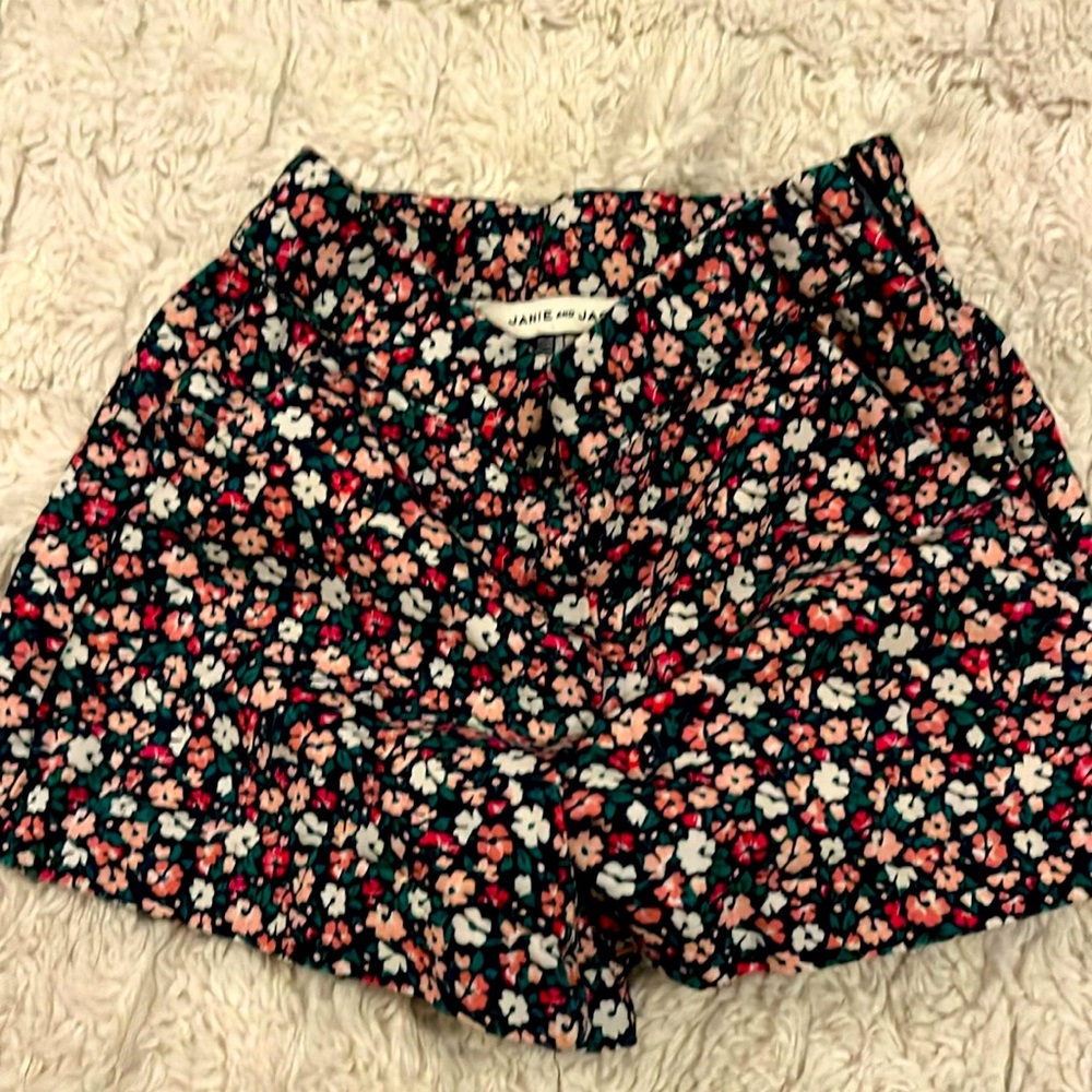 Janie and Jack Black and Pink Floral High Waist Shorts